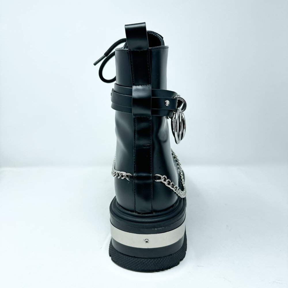 **SOLD**Koi Borin Metal Hardware Platform Combat Boots Black Mens 10 Chains - Picture 4 of 16